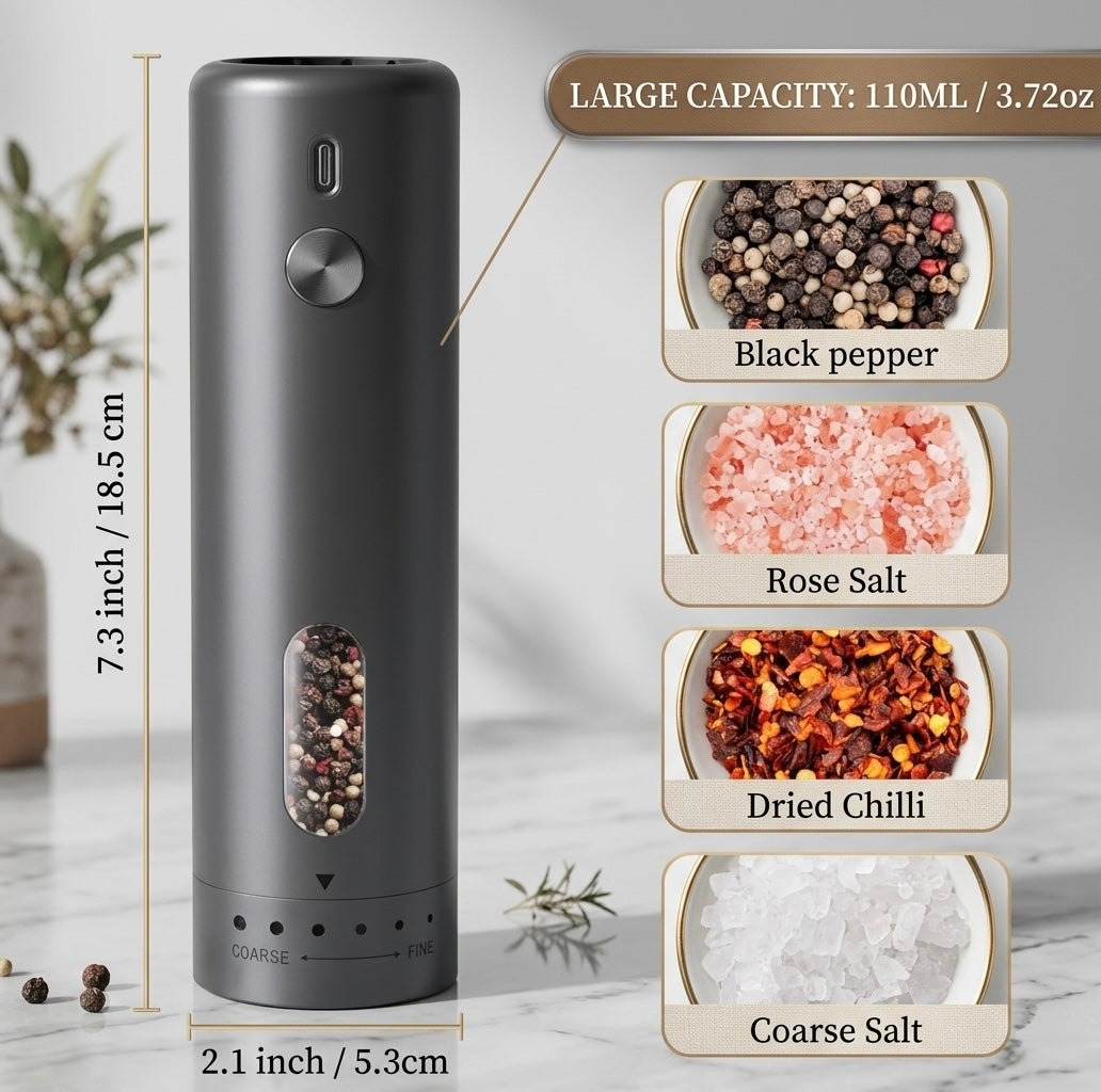 New upgraded Electric pepper Grinder  set USB Rechargeable Automatic Refillable Mills