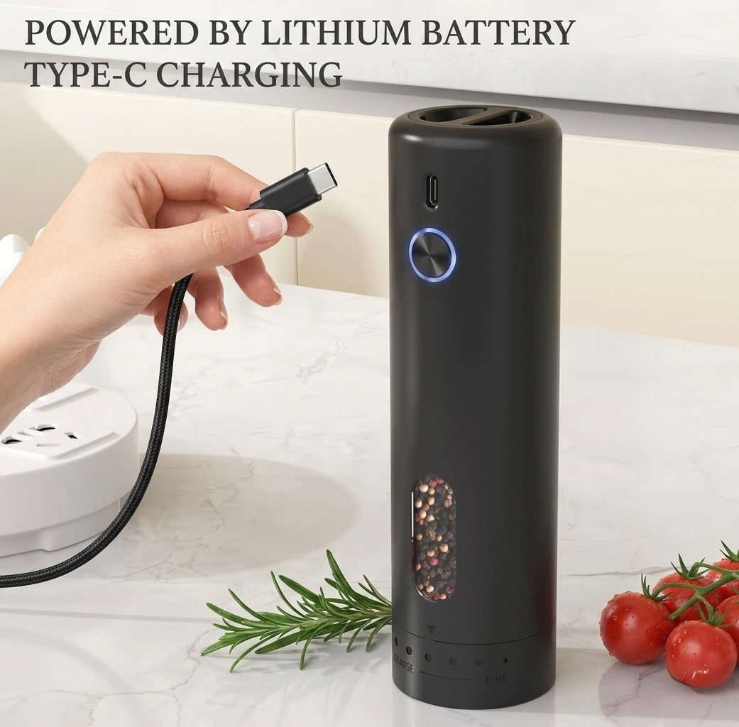 New upgraded Electric pepper Grinder  set USB Rechargeable Automatic Refillable Mills