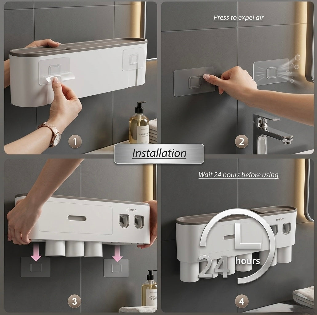 Magnetic Inverted Toothbrush Holder | Wall-Mounted Vanity Station