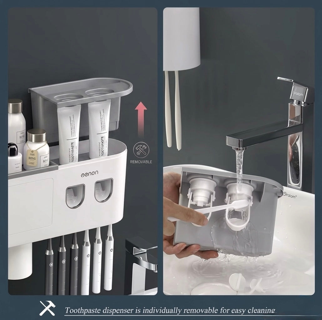 Magnetic Inverted Toothbrush Holder | Wall-Mounted Vanity Station