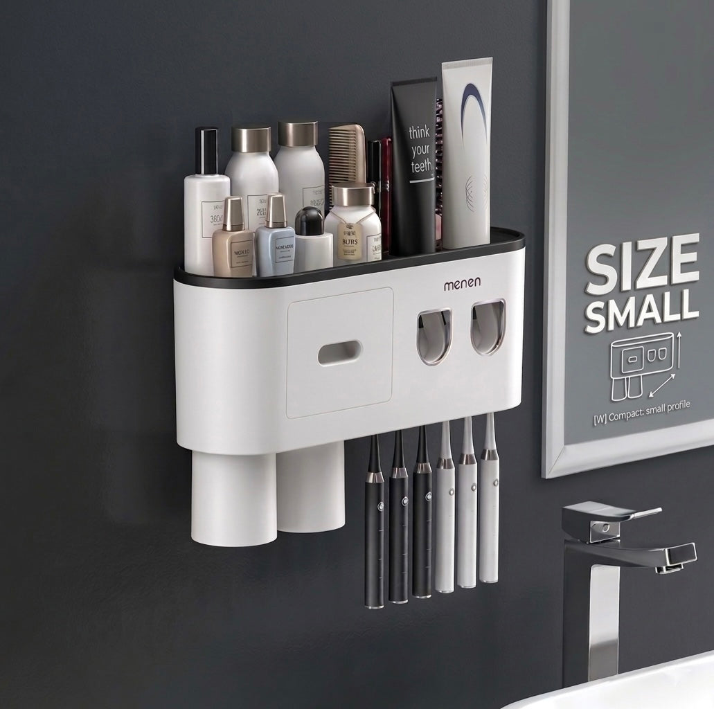 Magnetic Inverted Toothbrush Holder | Wall-Mounted Vanity Station