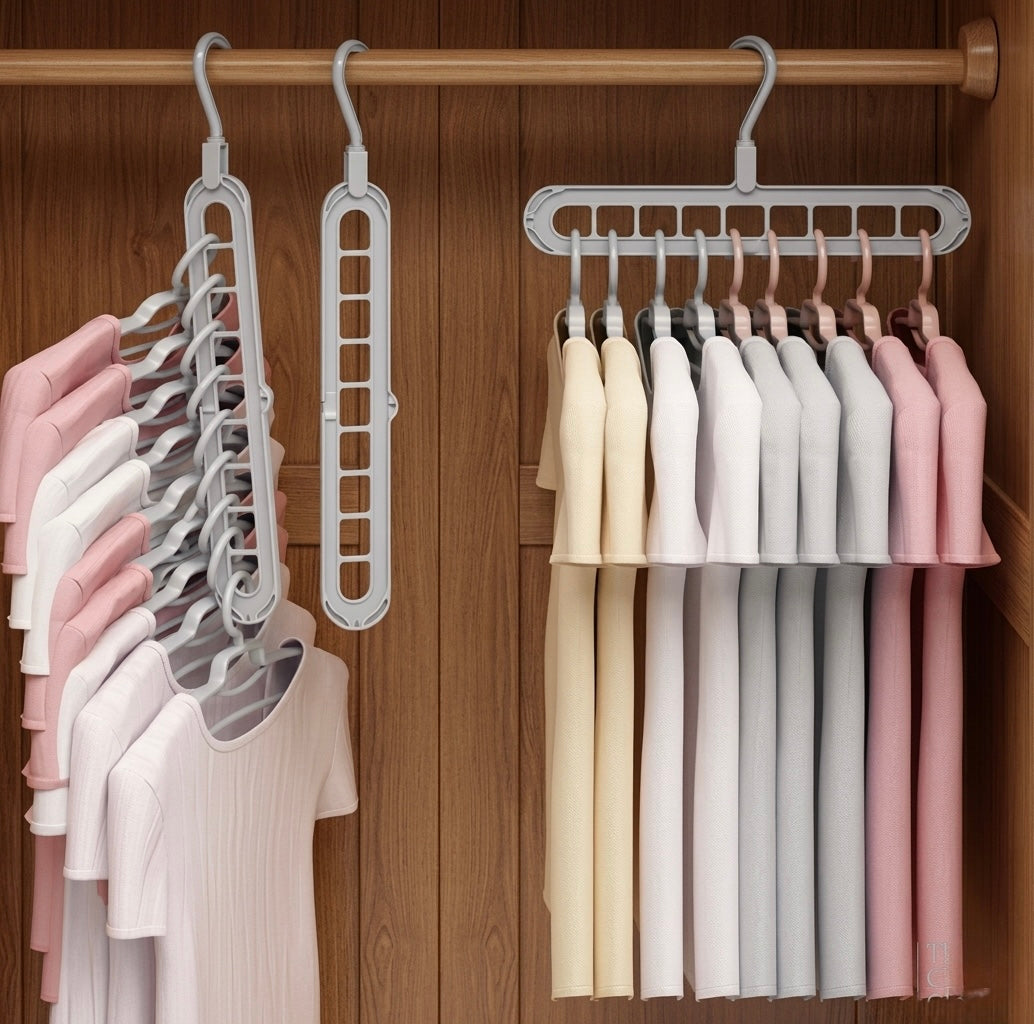 3-Piece Space-Saving Magic Hanger | 360° Rotating 9-Hole Organizer