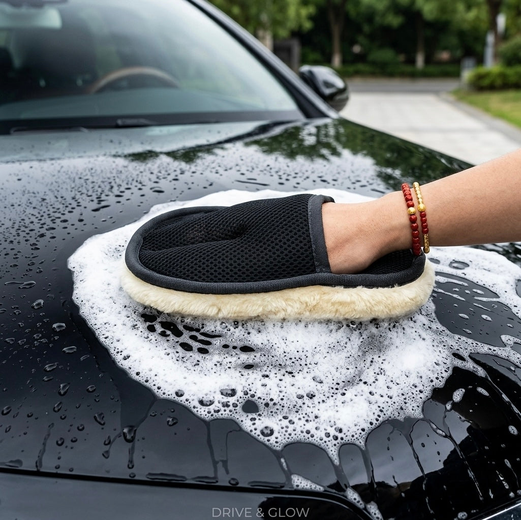 Premium Soft Wool Car Wash Mitt | Scratch-Free Professional Cleaning Glove