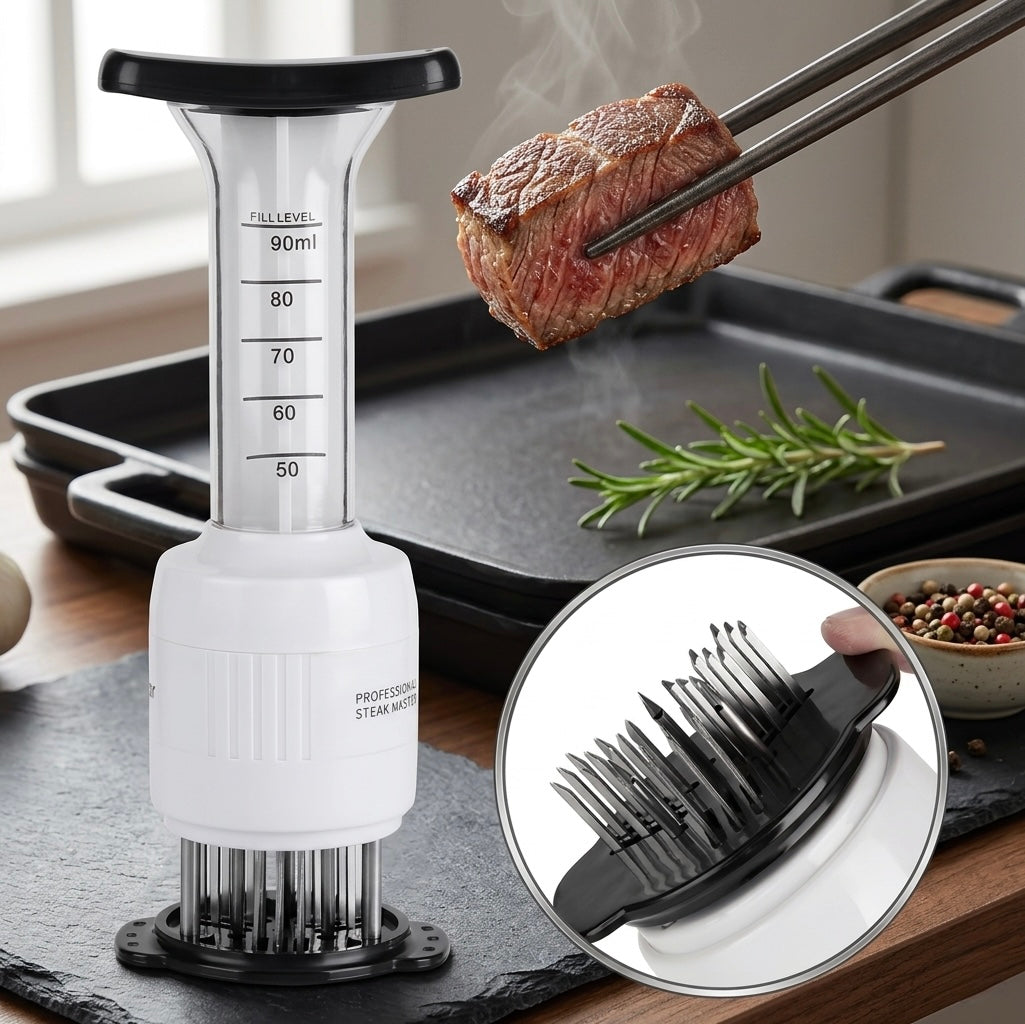 Professional 2-in-1 Meat Tenderizer | Integrated Marinade Flavor Injector