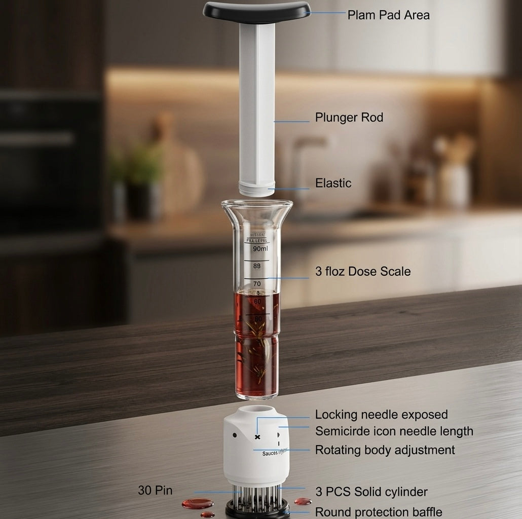 Professional 2-in-1 Meat Tenderizer | Integrated Marinade Flavor Injector