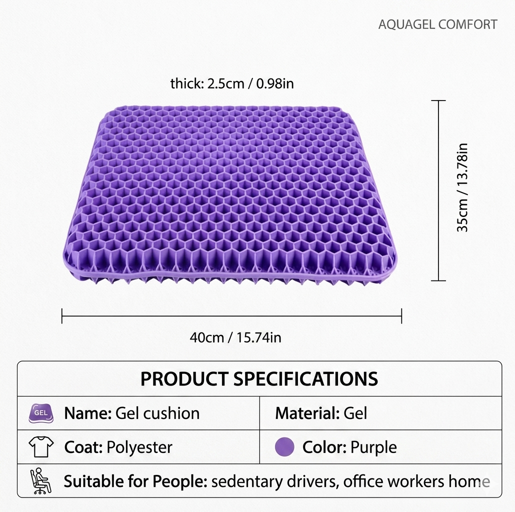 Orthopedic Gel Seat Cushion | Breathable Honeycomb Pressure Relief