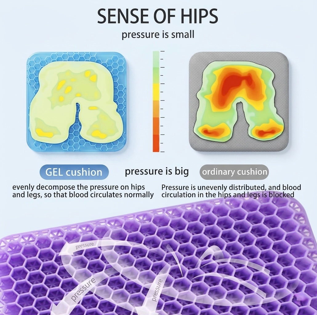 Orthopedic Gel Seat Cushion | Breathable Honeycomb Pressure Relief
